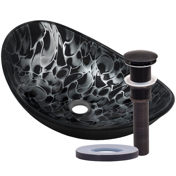 Novatto TARTARUGA Oval Glass Vessel Bathroom Sink Set, Oil Rubbed Bronze NOHP-G012-8031ORB - main